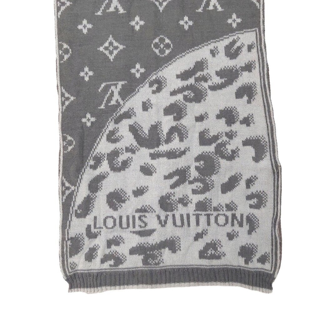 VUITTON LV Vintage Woven Print Medium Gray on Gray Scarf Scarves - Picture 4 of 10